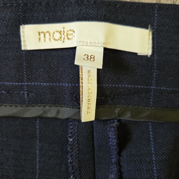 Maje Stylish Trouser Pants Women's Size  38(M) Dark Blue Plaid Straight Leg - Picture 5 of 15